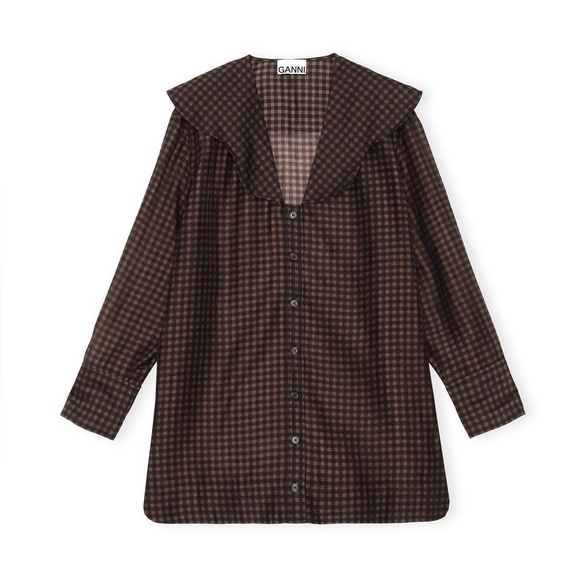 Ganni oversized collar organza blouse - Picture 1 of 10